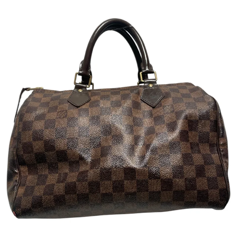 Top Deals LOUIS VUITTON/Hand Bag/Border/Leather/BRW/LV Damier Ebene Speedy