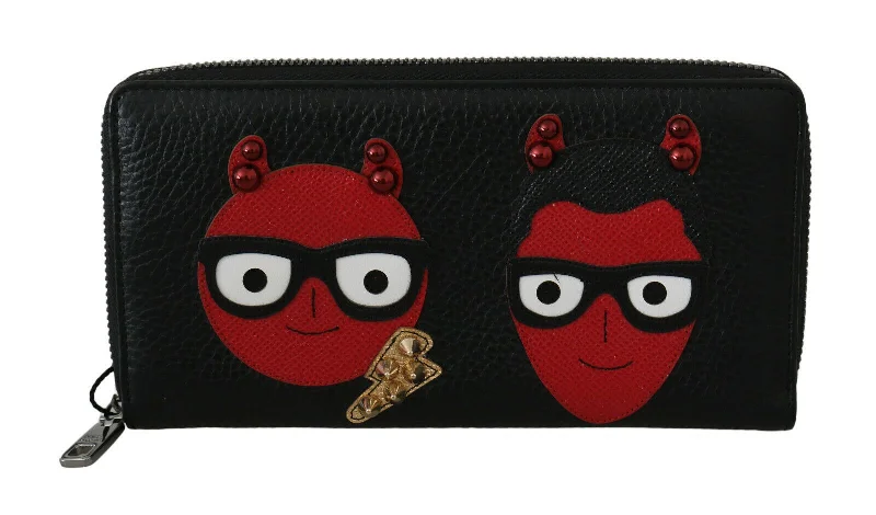 Chic Bags For Office Professionals And Urban Dwellers Dolce & Gabbana Chic Black and Red Leather Continental Wallet