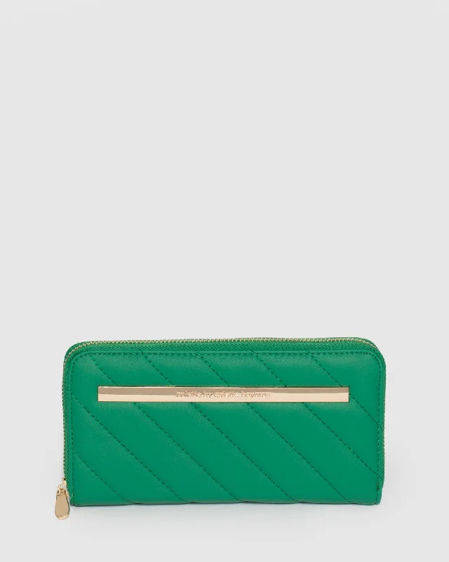 Minimalist Leather Bag For Modern Aesthetics Green Nina Diag Quilt Wallet