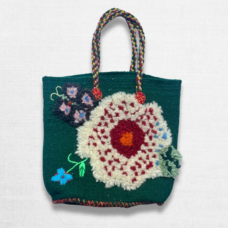 Eco-Friendly Bags For Sustainable Fashion Lovers PO! Paris Nathalie Lete Small Tufted Petites Fleurs Papillon Tote Bag in Green Eco-Friendly Bags For Sustainable Fashion Lovers PO! Paris Nathalie Lete Small Tufted Petites Fleurs Papillon Tote Bag in Green