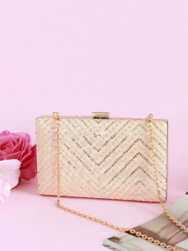 Limited-Time Offer On Trendy Bags Mehak Zig Zag Sequins Embroidered Clutch
