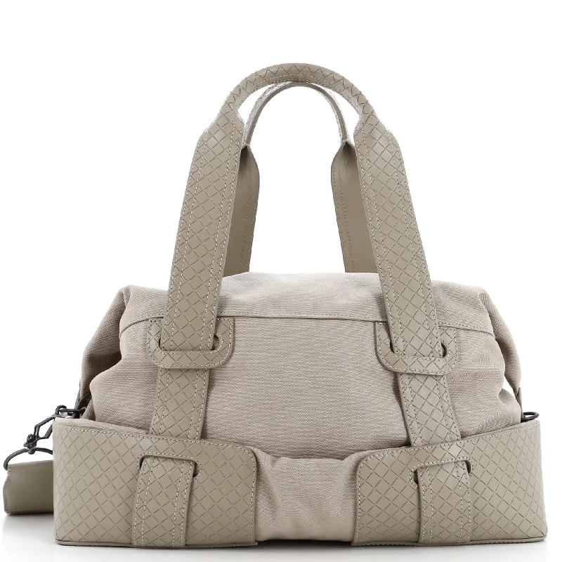 Limited-Time Offers On Trendy And Stylish Bags Belted Duffle Bag Canvas with Intrecciato Nappa Detail Medium Limited-Time Offers On Trendy And Stylish Bags Belted Duffle Bag Canvas with Intrecciato Nappa Detail Medium
