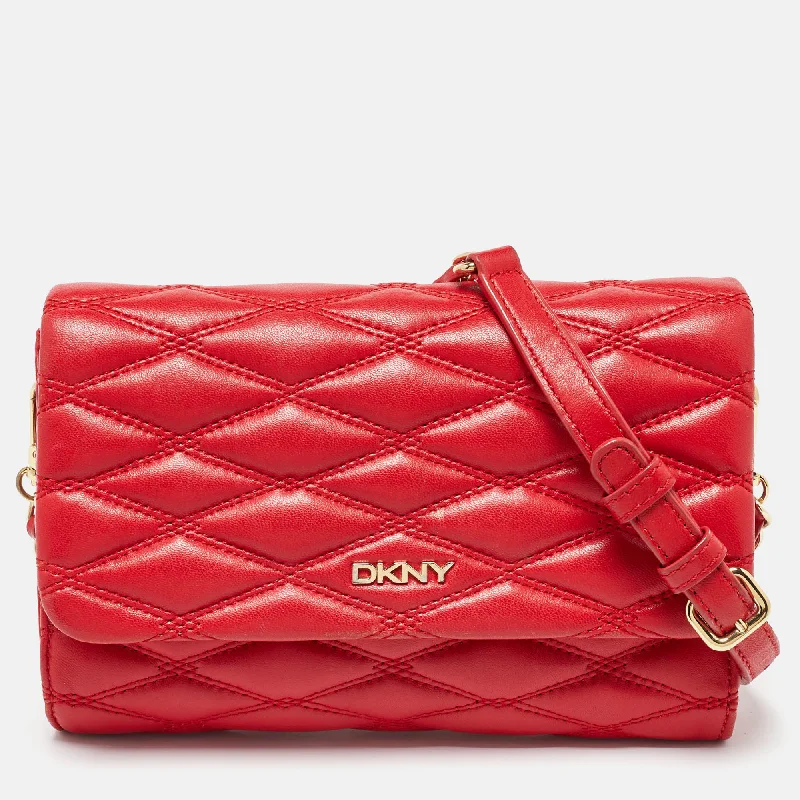 Bags For Sporty And Athletic Styles Dkny Red Quilted Leather Flap Chain Crossbody Bag Bags For Sporty And Athletic Styles Dkny Red Quilted Leather Flap Chain Crossbody Bag